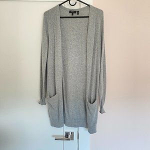 Theory Long Open Cardigan Gray 100% Cashmere S Warm Light Weight Soft